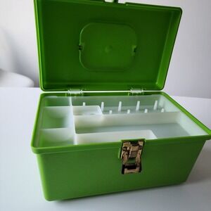Vintage Wilhold Sewing Box Green Plastic Vintage Organizer Case Craft Storage
